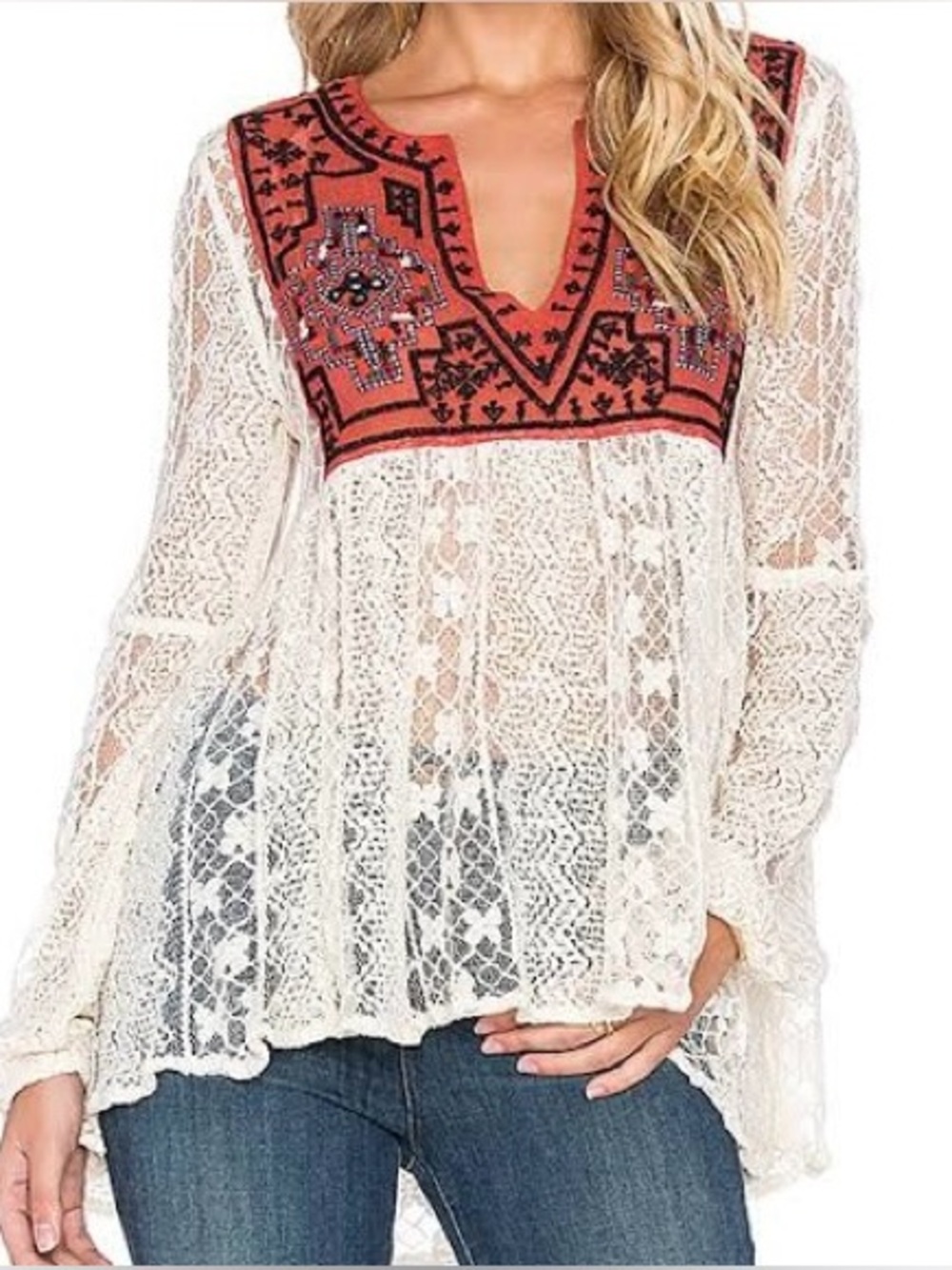 Free People Casablanca Tunic in Ivory Combo,